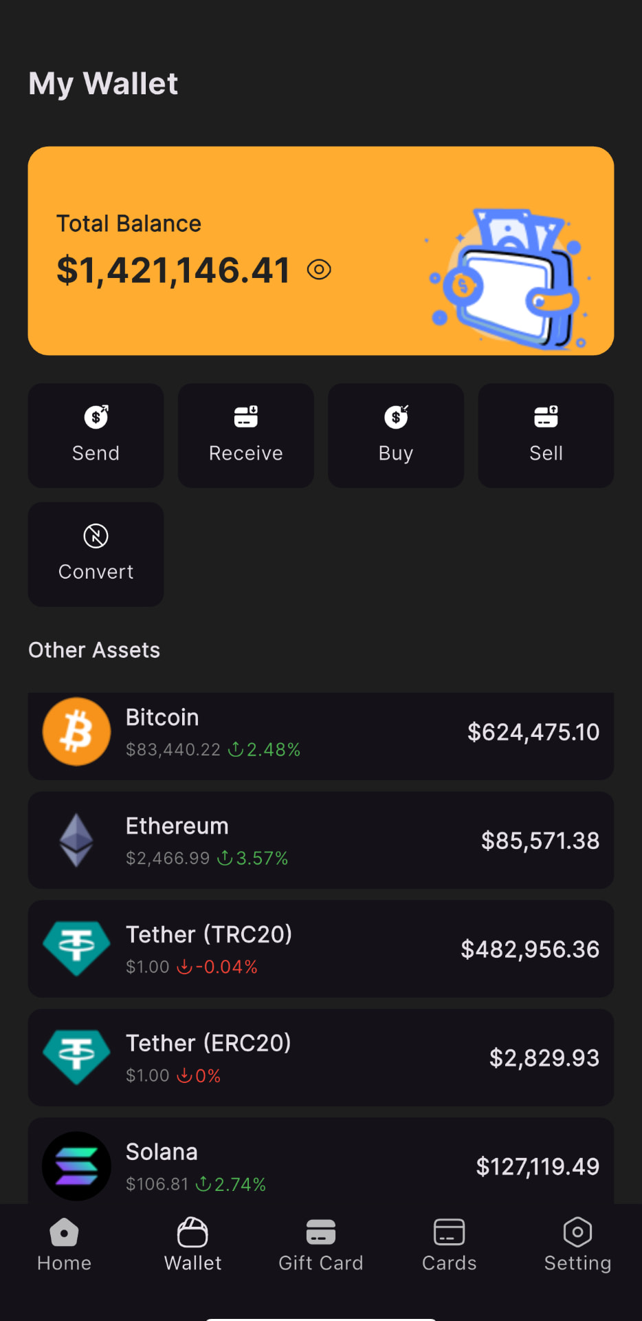 ResmanApp Buy & Sell Crypto screen